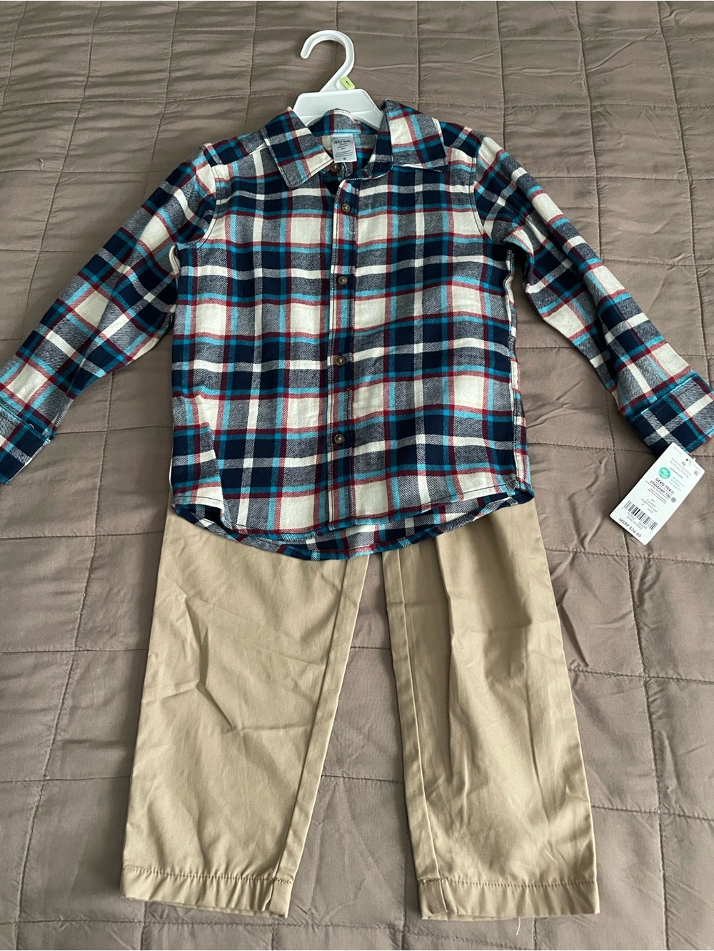 2 Piece Carter's Plaid Button-Down Shirt & Pants Set